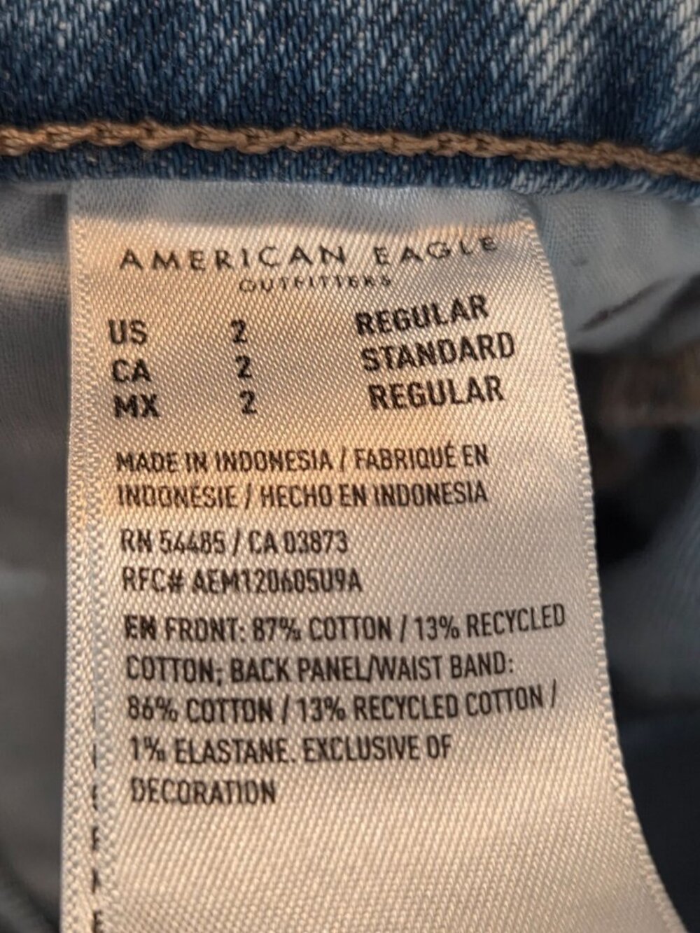 American Eagle Light Wash Jeans Size 2 High Rise Wide Leg Y2K - Picture 10 of 10